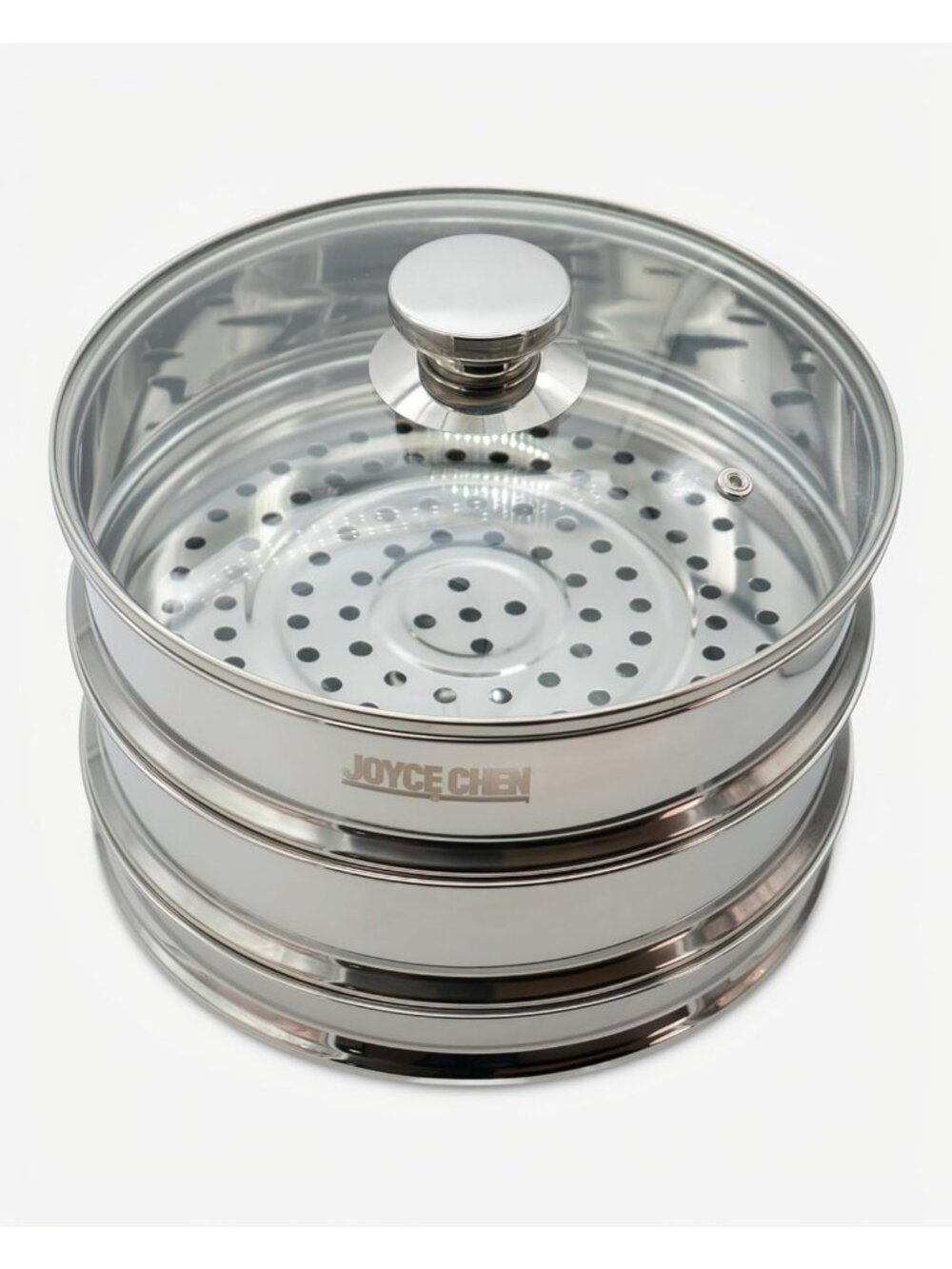 10-Inch Stainless Steel Two-Tier Steamer with Glass Lid & Wok Adapter